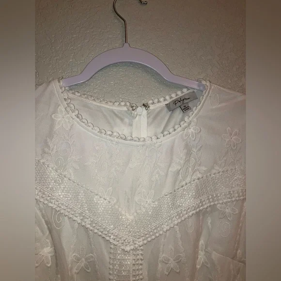 Polagram White Floral Lace Modest Dress - Picture 6 of 11